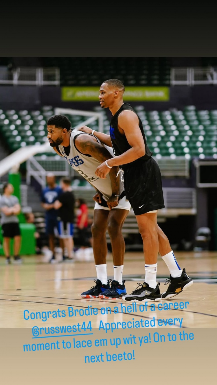威少结束18年NBA生涯 乔治社媒晒图致敬 威少结束18年NBA生涯 乔治社媒晒图致敬