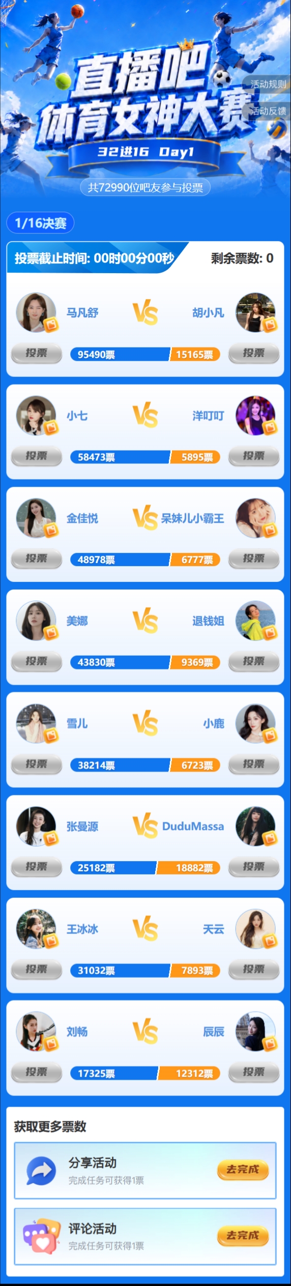 马凡舒金佳悦王冰冰同日晋级体育女神大赛16强